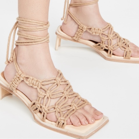 MIISTA Stephanie Coffee Milk Rope Sandal Heels - Picture 1 of 12